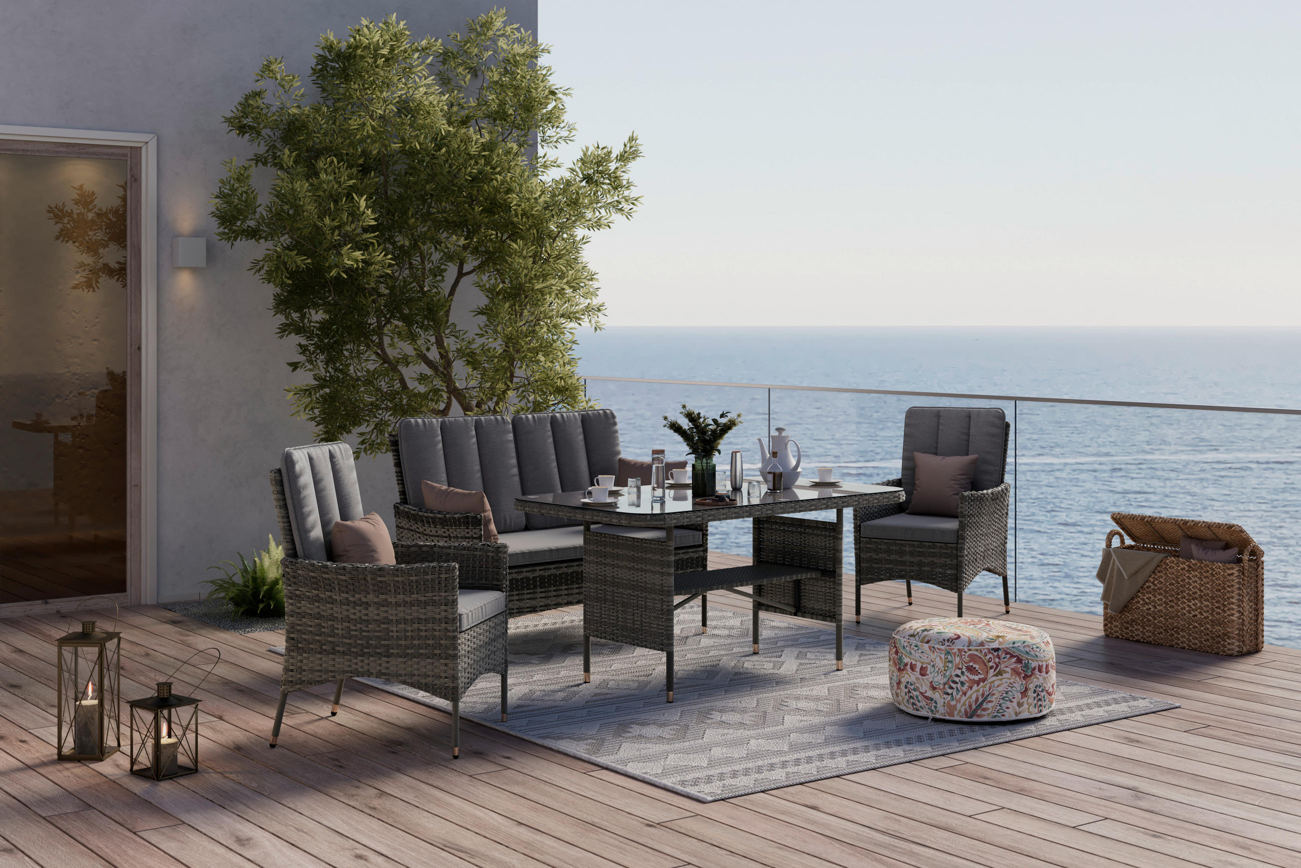 VRTNA GARNITURA   metal, plastika, staklo, tekstil  siva    - siva, Moderno, staklo/metal - Ambia Garden