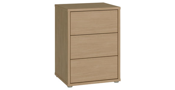 NACHTSCHRANK 50/69/42 cm  - Eichefarben/Silberfarben, Trend, Holzwerkstoff/Kunststoff (50/69/42cm) - Carryhome