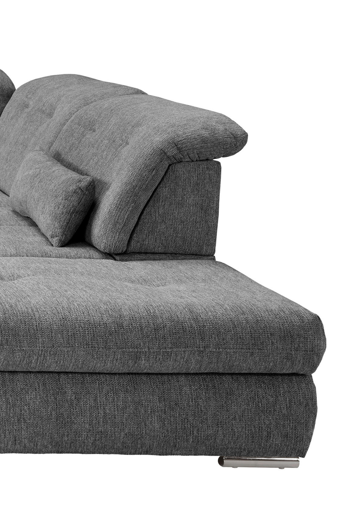 WOHNLANDSCHAFT in Chenille Anthrazit  - Chromfarben/Anthrazit, Design, Textil/Metall (195/376/254cm) - Livetastic