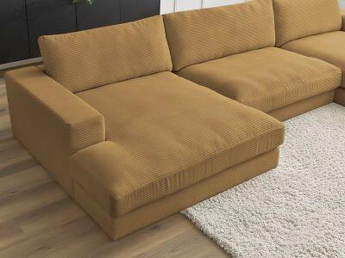 WOHNLANDSCHAFT LEONARD Gelb Cord  - Gelb/Schwarz, MODERN, Kunststoff/Textil (159/404/159cm)