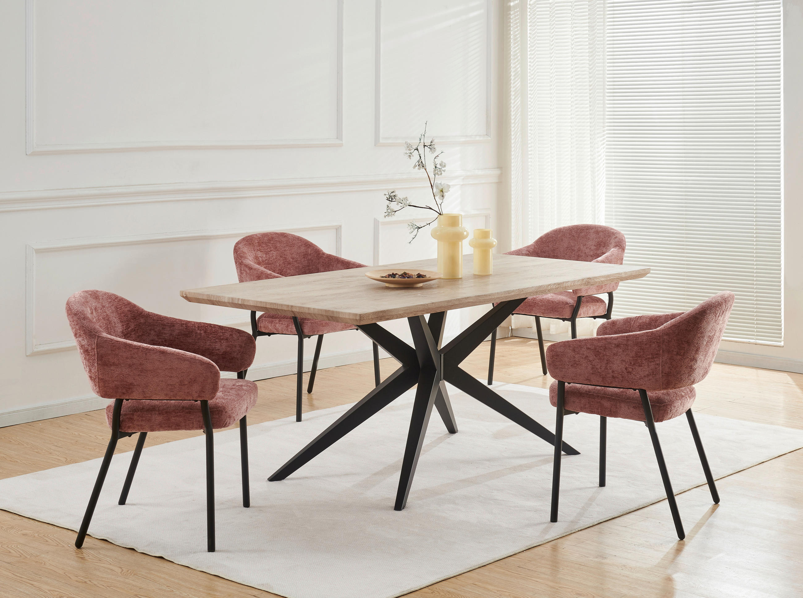 ARMLEHNSTUHL  in Eisen Mikrofaser  - Pink/Schwarz, KONVENTIONELL, Holz/Textil (60/80/62cm) - MID.YOU