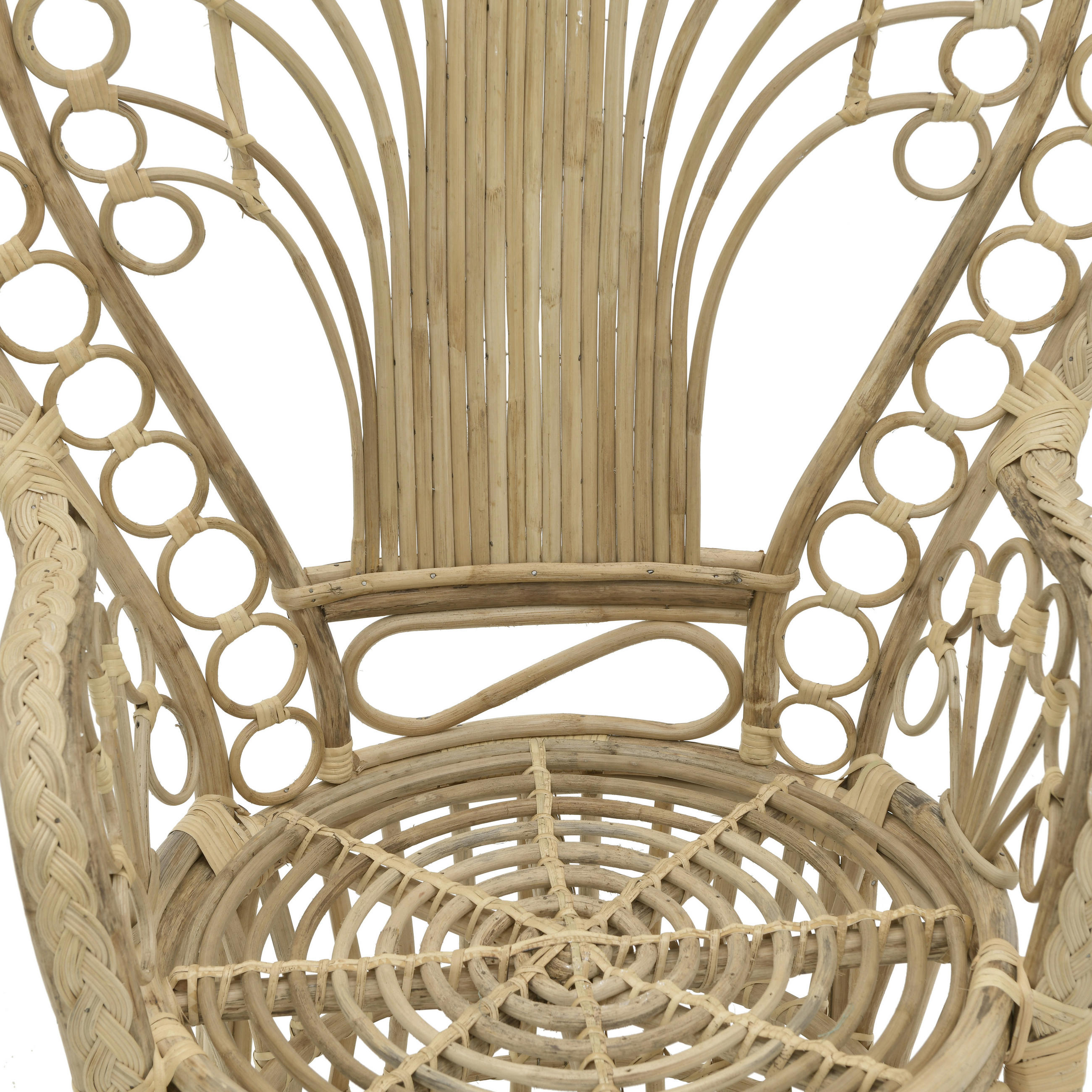 STUHL Beige Rattan massiv inklusive Armlehnen - Beige, Trend, Holz (90/60/145cm) - Livetastic