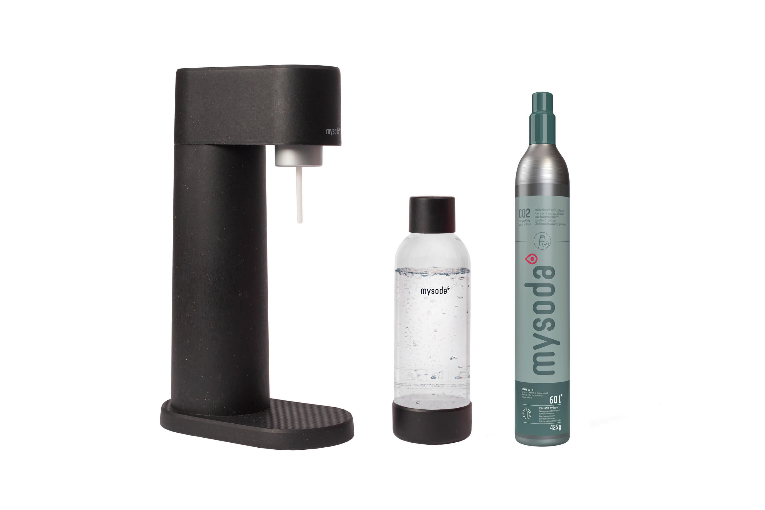 VÝROBNÍK SODY - černá, Basics, plast/přírodní materiály (24.5/13/41cm) - mysoda