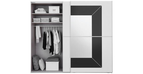 SCHWEBETÜRENSCHRANK in Grau, Weiß - Alufarben/Weiß, KONVENTIONELL, Glas/Holzwerkstoff (201/223/69cm) - Cantus