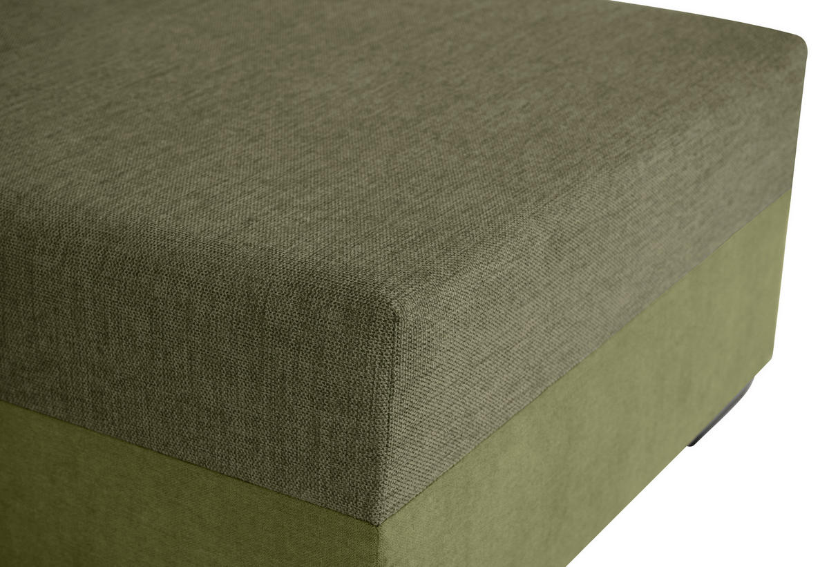 ECKSOFA Olivgrün Flachgewebe, Struktur  - Schwarz/Olivgrün, Design, Kunststoff/Textil (252/155cm) - Livetastic