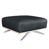 HOCKER Leder Blau  - Chromfarben/Blau, Design, Leder/Metall (95/46/80cm) - Livetastic