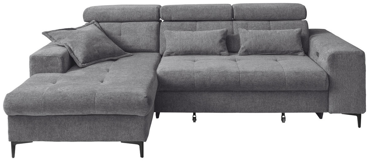 ECKSOFA Chenille Dunkelgrau  - Dunkelgrau/Schwarz, Basics, Textil/Metall (186/270cm) - Livetastic