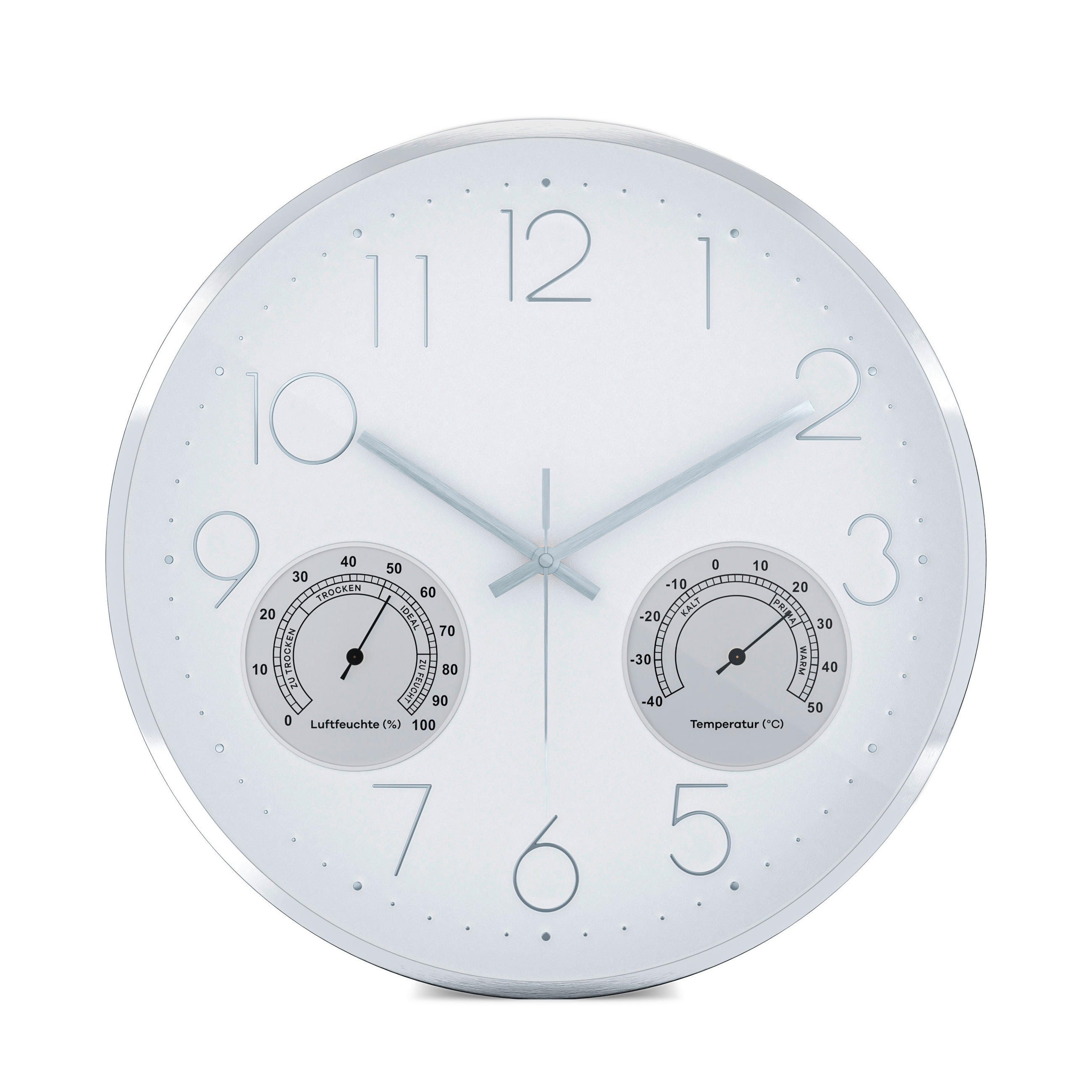 WANDUHR  Weiß, Silberfarben 35 cm  - Silberfarben/Weiß, Basics, Metall (35cm)