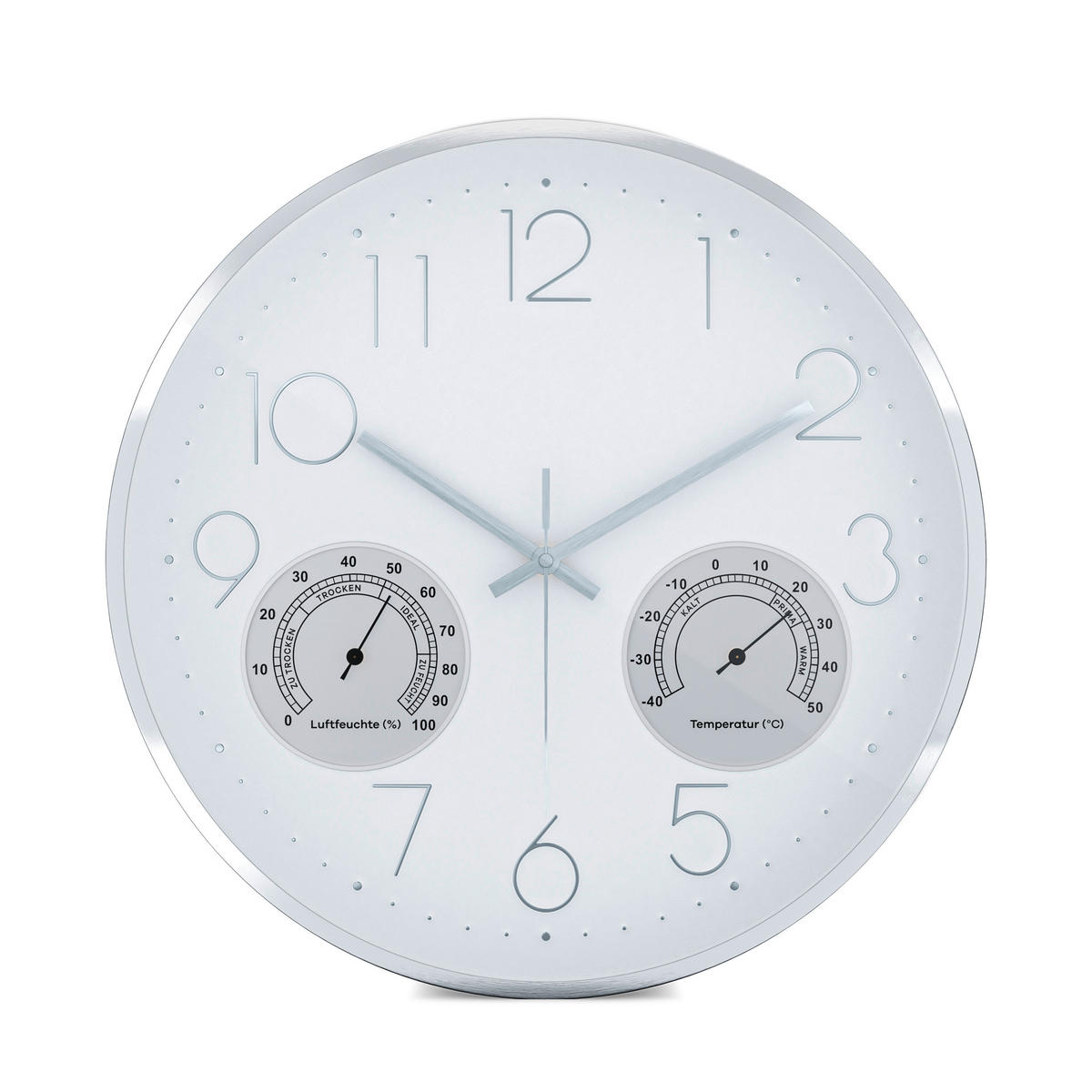 WANDUHR  Weiß, Silberfarben 35 cm  - Silberfarben/Weiß, Basics, Metall (35cm)