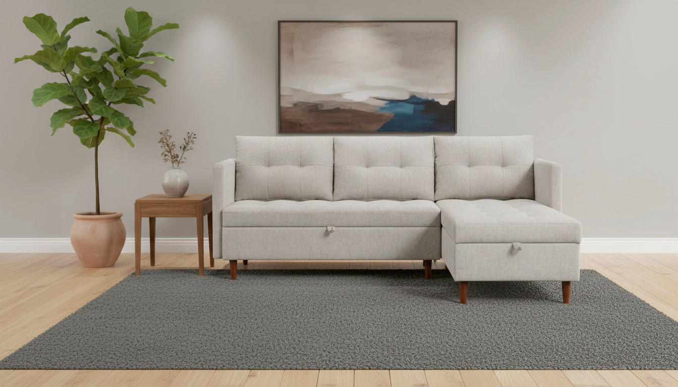 ECKSOFA SOLIN Beige Webstoff Rückenkissen, Bettkasten  - Beige/Braun, Design, Holz/Textil (188/79/123cm) - P & B