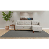 ECKSOFA SOLIN Beige Webstoff Rückenkissen, Bettkasten  - Beige/Braun, Design, Holz/Textil (188/79/123cm) - P & B