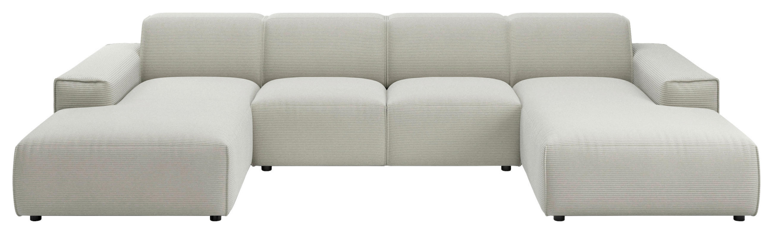 WOHNLANDSCHAFT Hellgrau Cord  - Hellgrau/Schwarz, MODERN, Kunststoff/Textil (189/340/189cm) - Pure Home Lifestyle