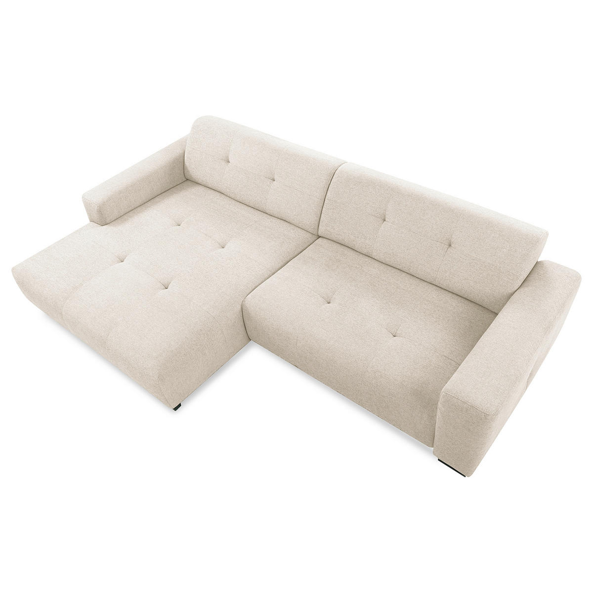 ECKSOFA AUSTIN Beige Flachgewebe Sitztiefenverstellung  - Beige/Schwarz, Design, Kunststoff/Textil (169/286cm) - Livetastic