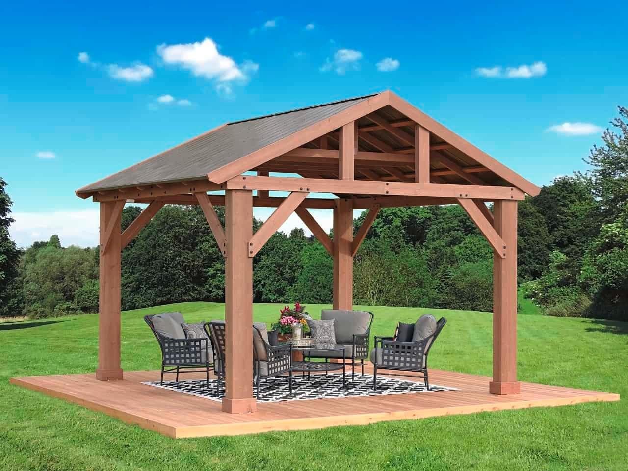 PAVILLON 366/330/427 cm   - Naturfarben, Basics, Holz/Metall (366/330/427cm)
