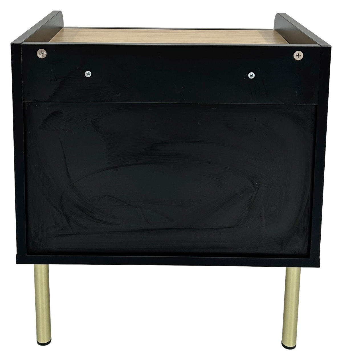NACHTKÄSTCHEN in Schwarz, Eichefarben  - Eichefarben/Goldfarben, Design, Holzwerkstoff/Metall (50/54/40cm) - Xora