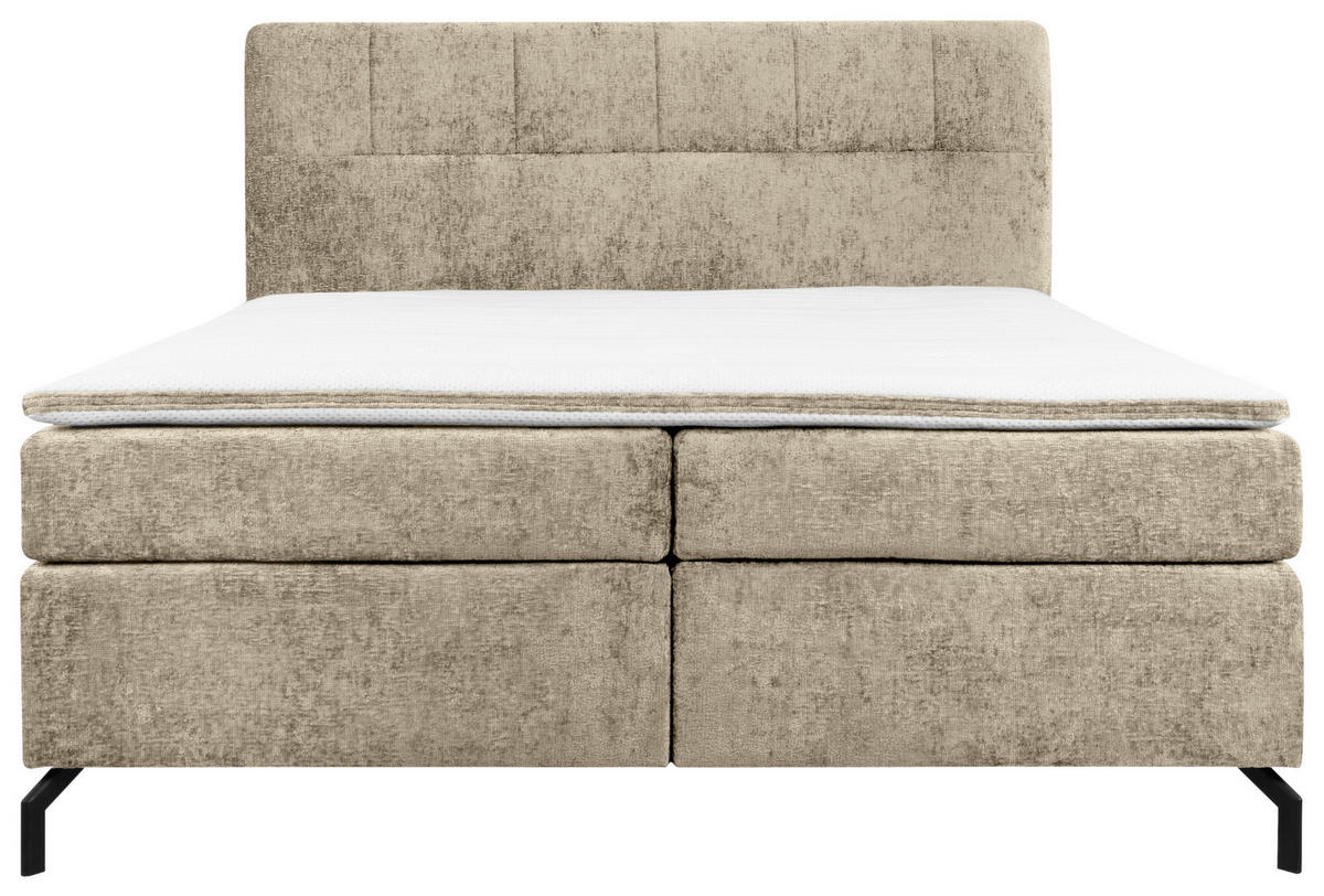 BOXSPRINGBETT 180/200 cm  in Hellbraun  - Hellbraun/Schwarz, Design, Textil/Metall (180/200cm) - Esposa