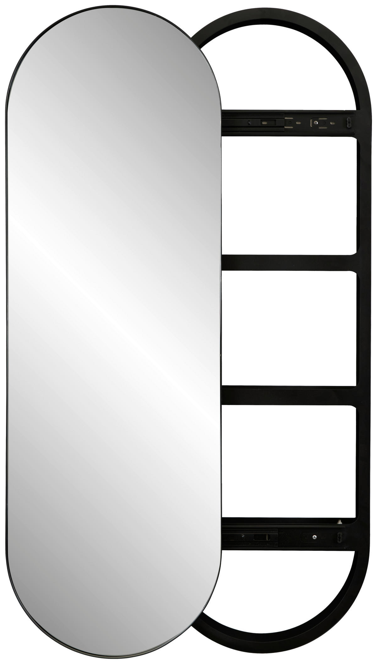 WANDSPIEGEL 40/120/12 cm    in oval  - Schwarz, Design, Glas/Holzwerkstoff (40/120/12cm) - MID.YOU
