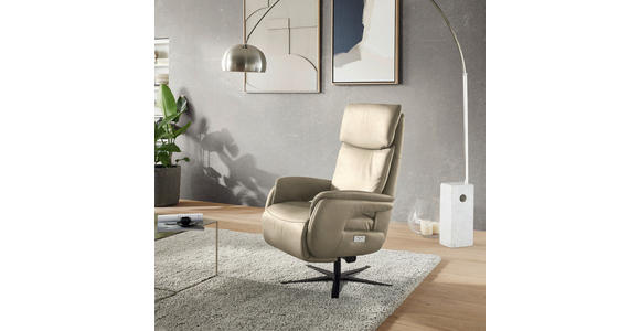 RELAXSESSEL in Leder Ecru  - Ecru/Schwarz, Design, Leder/Metall (70/117/85cm) - Dieter Knoll