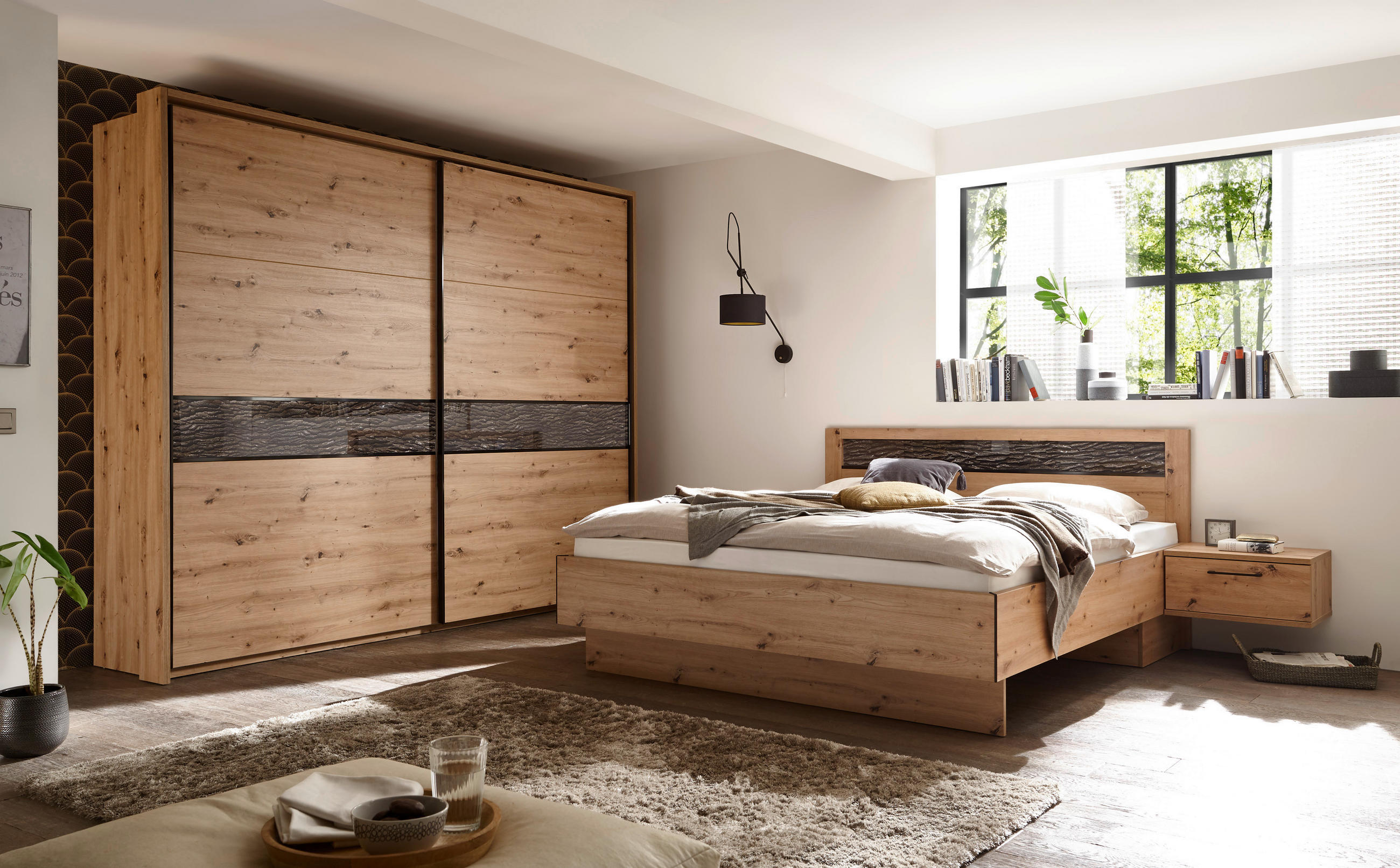 SCHWEBETÜRENSCHRANK in Eichefarben  - Eichefarben/Anthrazit, Konventionell, Holzwerkstoff/Kunststoff (270/225/61cm) - Xora