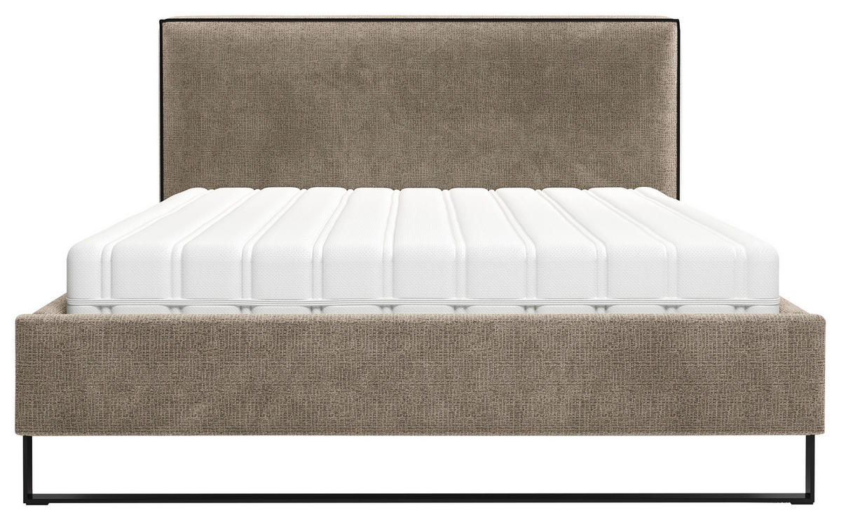 POLSTERBETT gepolstertes Kopfteil, Lattenrost, Bettkasten Braun 180/200 cm  - Schwarz/Braun, MODERN, Holz/Holzwerkstoff (180/200cm) - MID.YOU