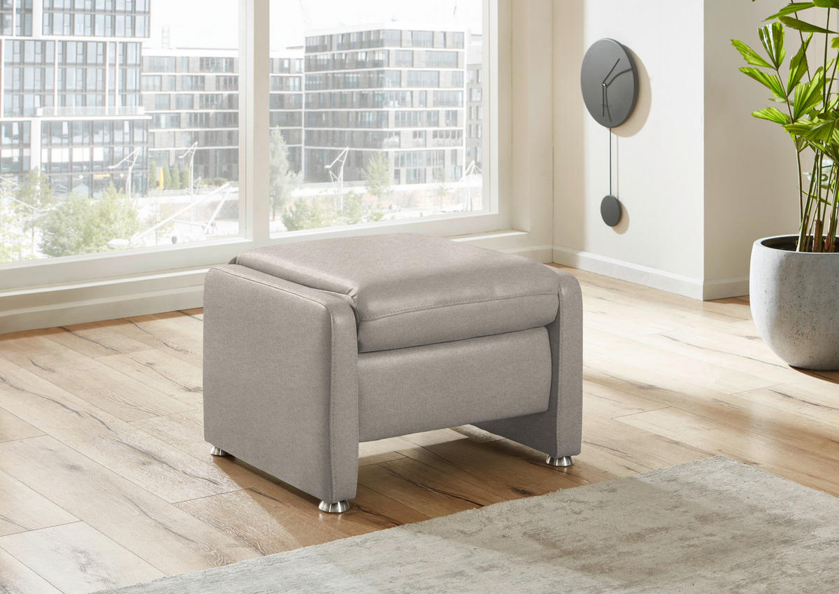 HOCKER in Textil Beige  - Beige/Alufarben, KONVENTIONELL, Textil/Metall (67/44/58cm) - Beldomo Comfort