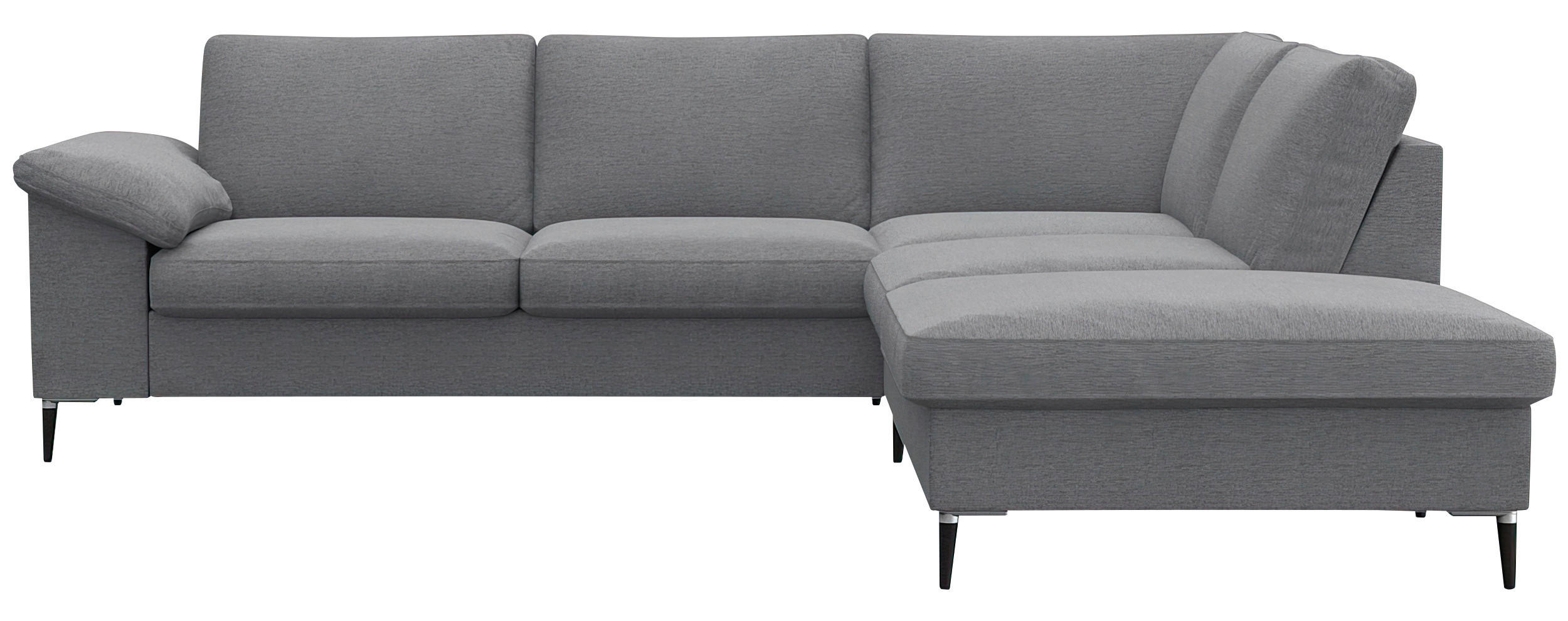 ECKSOFA Grau Chenille, Webstoff, Flachgewebe  - Schwarz/Alufarben, Design, Textil/Metall (247/225cm) - Livetastic