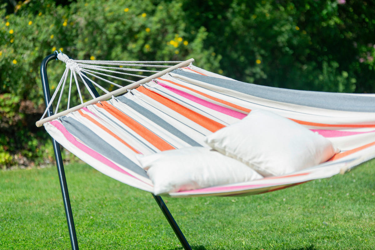 HÄNGEMATTE  - Blau/Orange, KONVENTIONELL, Textil/Metall (300/74/105cm) - La Siesta