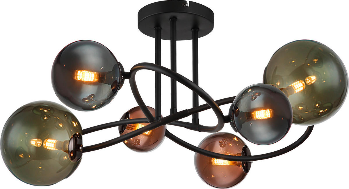 LED MENNYEZETI LÁMPA - olajkék/bronz, Design, Üveg/fém (65/25cm)