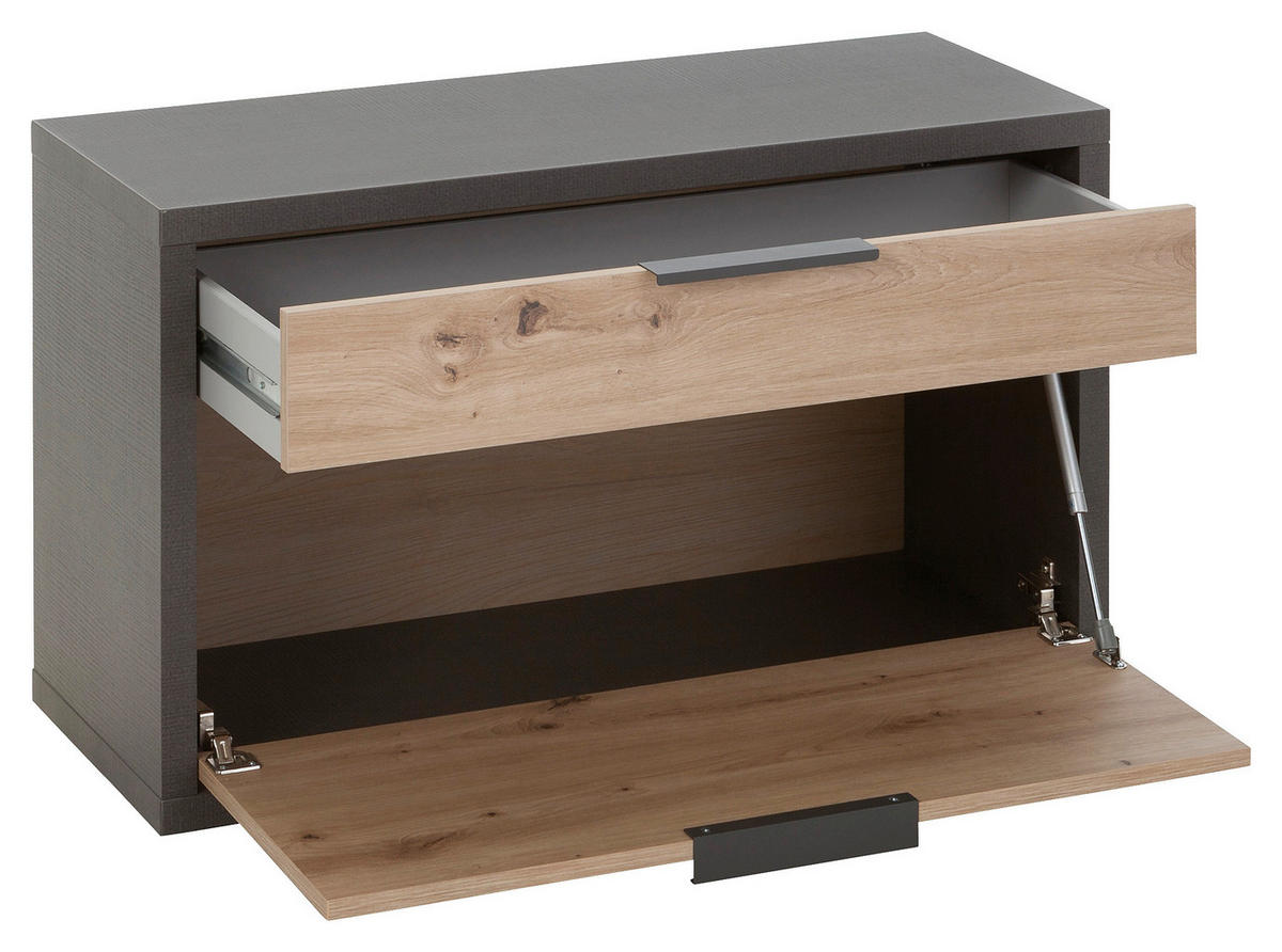 GARDEROBENBANK  in 85,1/52,3/35,3 cm  - Schieferfarben/Schwarz, Design, Kunststoff/Metall (85,1/52,3/35,3cm) - Carryhome