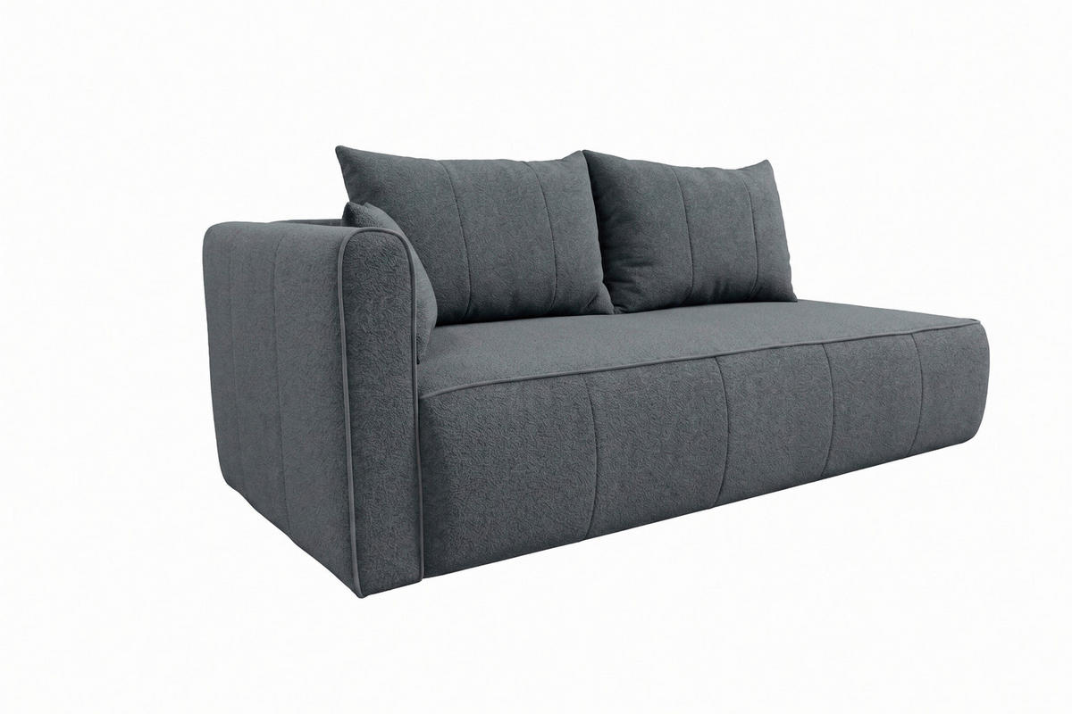 RÉCAMIERE HEVIA in Bouclé Grau  inkl.  - Schwarz/Grau, Design, Kunststoff/Textil (98/97/235cm) - MID.YOU