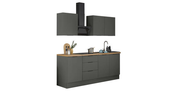 KÜCHENLEERBLOCK in Graphitfarben - Schwarz/Graphitfarben, Basics, Holzwerkstoff/Metall (210/211/60cm) - Xora