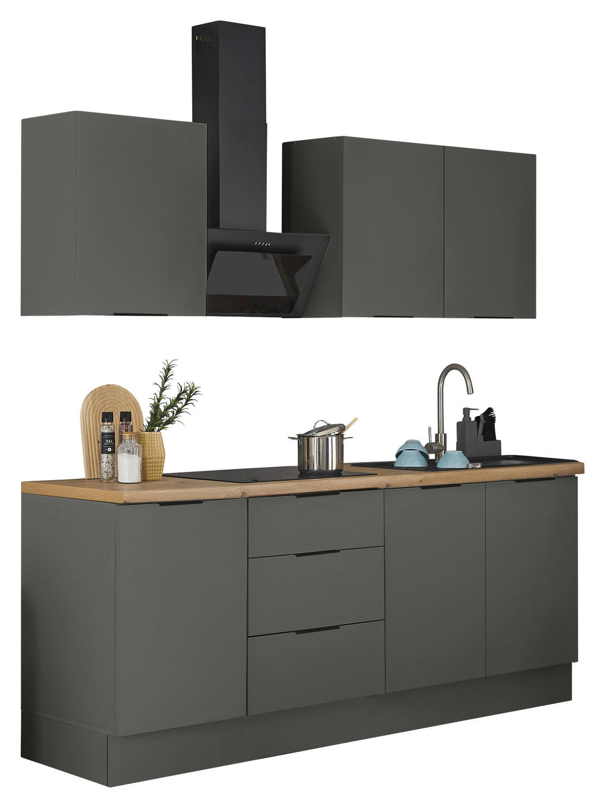 KÜCHENLEERBLOCK   in Graphitfarben  - Schwarz/Graphitfarben, Basics, Holzwerkstoff/Metall (210/211/60cm) - Xora