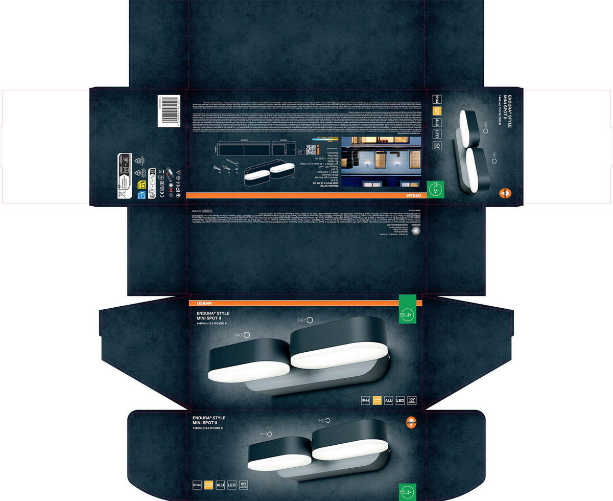 LED-AUßENLEUCHTE 10/23/5,4 cm   - Dunkelgrau, Basics, Kunststoff/Metall (10/23/5,4cm) - Osram
