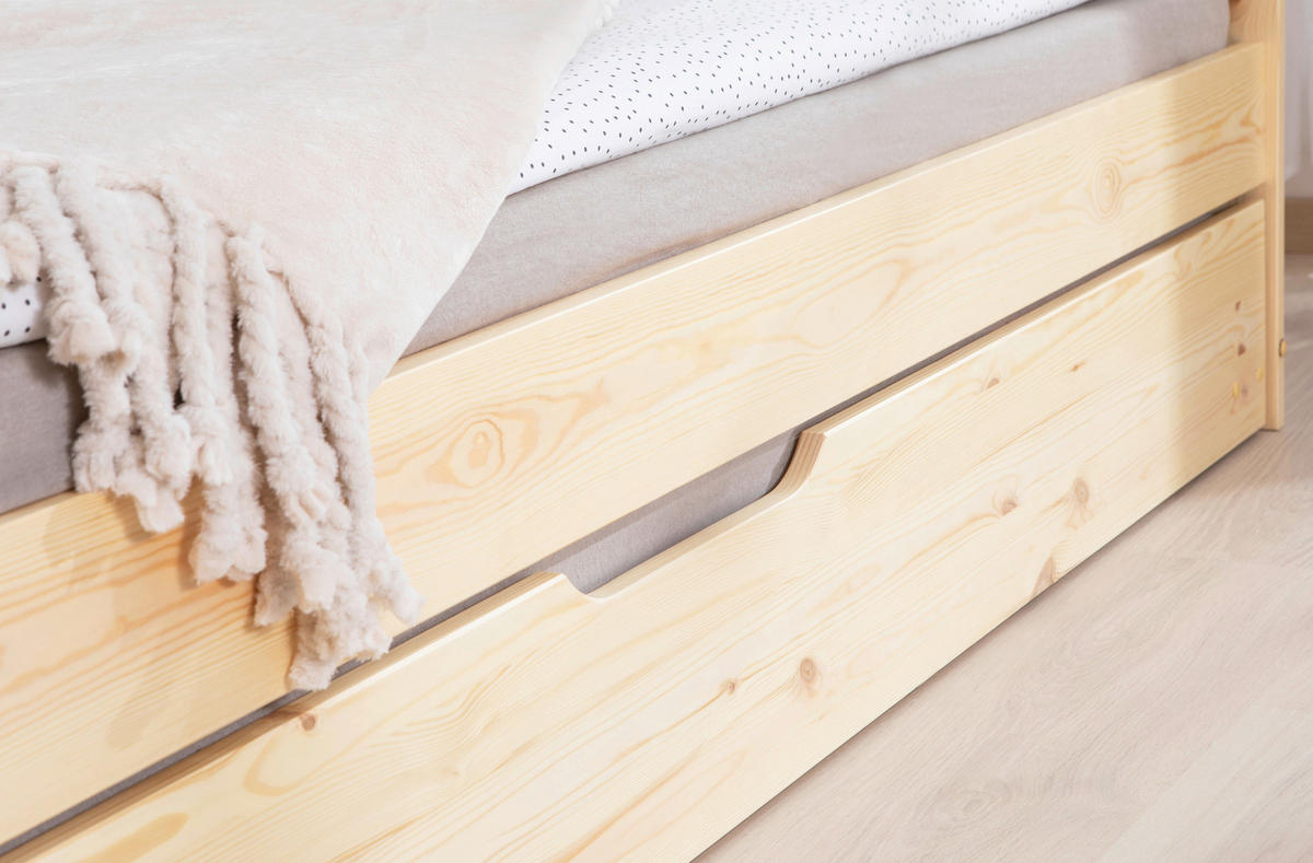 STAURAUMBETT 90/200 cm  in Naturfarben   - Naturfarben, Modern, Holz (90/200cm) - MID.YOU