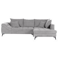 ECKSOFA Hellgrau Flachgewebe  - Hellgrau/Schwarz, Design, Textil/Metall (307/224cm) - Stylife