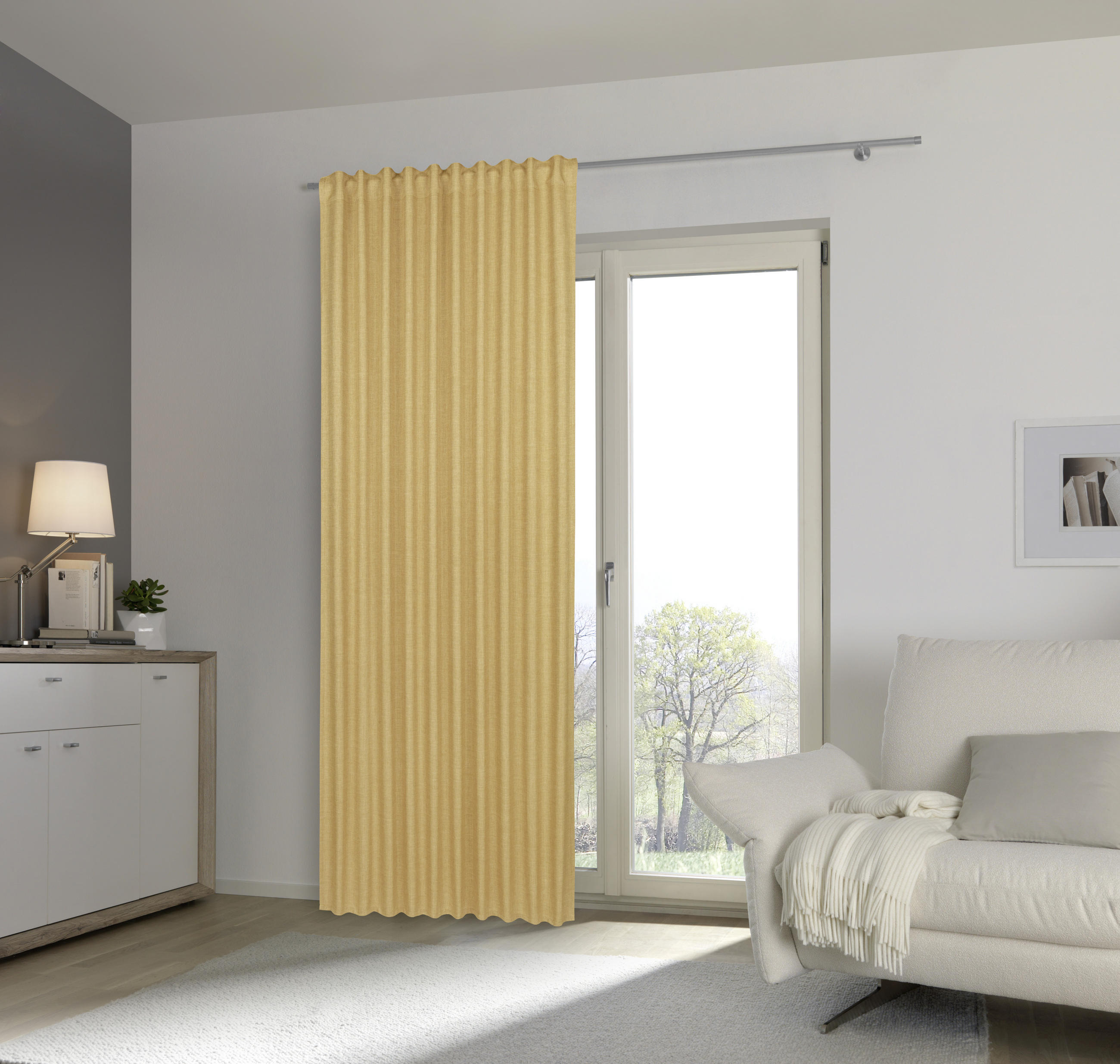 HOTOVÝ ZÁVES, nepriehľadné, 140/245 cm - žltá, Basics, textil (140/245cm) - Boxxx