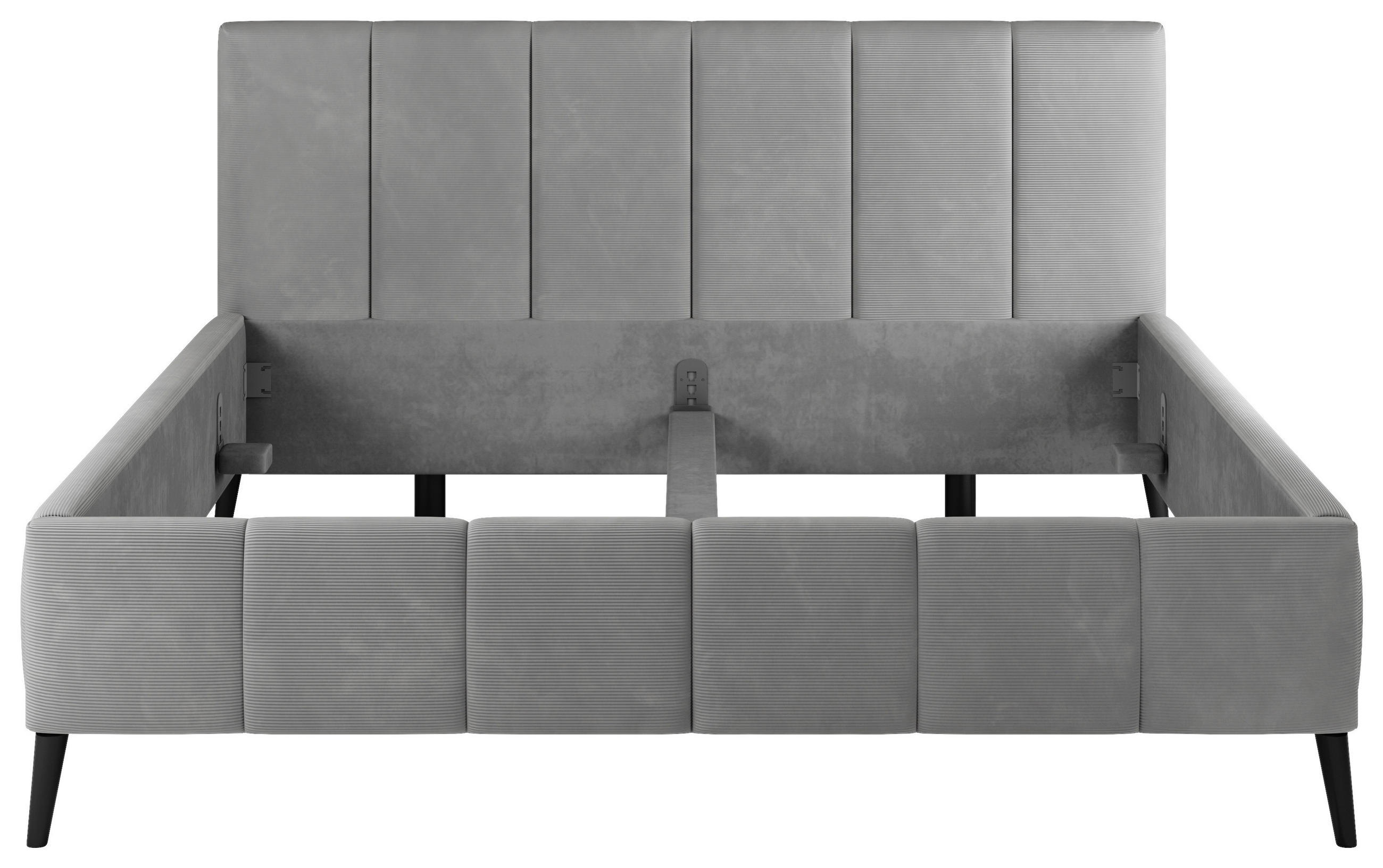 POLSTERBETT 180/200 cm  in Grau  - Schwarz/Naturfarben, Trend, Holz/Textil (180/200cm) - home24