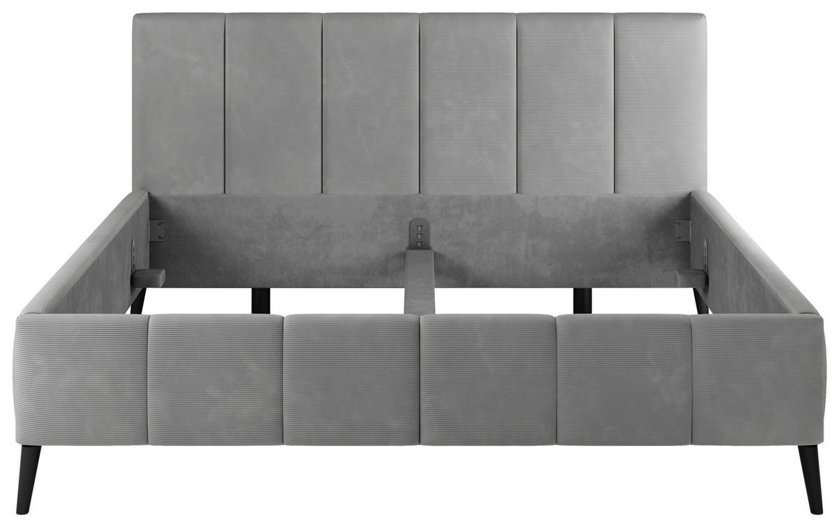POLSTERBETT gepolstertes Kopfteil, Lattenrost 180/200 cm  in Grau  - Schwarz/Naturfarben, Trend, Holz/Textil (180/200cm) - home24