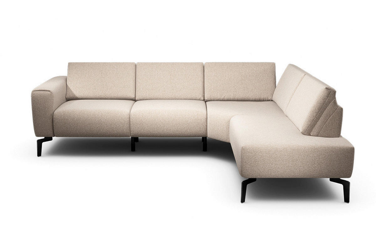 ECKSOFA Cosy Sandfarben Samt  - Sandfarben/Schwarz, Design, Textil/Metall (256/193cm) - SENSOO