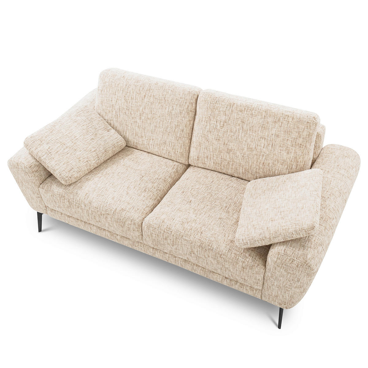 2-SITZER-SOFA Webstoff Beige  - Beige/Schwarz, Design, Textil/Metall (157/85/92cm) - Livetastic