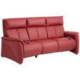 TRAPEZSOFA Echtleder Dunkelrot  - Alufarben/Dunkelrot, KONVENTIONELL, Leder/Metall (217/108/103cm) - Cantus