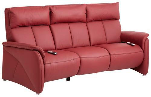 TRAPEZSOFA Echtleder Dunkelrot  - Alufarben/Dunkelrot, KONVENTIONELL, Leder/Metall (217/108/103cm) - Cantus