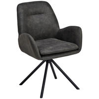 ARMLEHNSTUHL  Sitzfläche 360° drehbar, inklusive Armlehnen Webstoff  - Schwarz/Grau, Basics, Textil/Metall (60.5/88/62cm) - MID.YOU