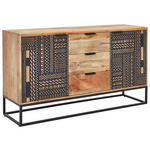SIDEBOARD Mangoholz massiv Naturfarben, Schwarz Einlegeböden  - Schwarz/Naturfarben, LIFESTYLE, Holz/Metall (150/85/45cm) - Landscape