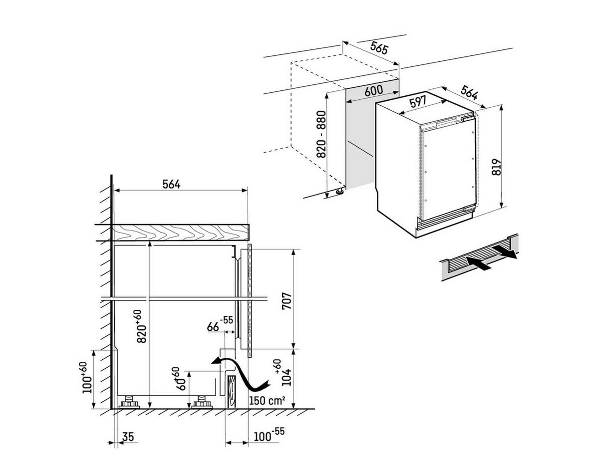 KÜHLSCHRANK 59,7/81,9/56,4 cm UORPR365I-20 Outdoor - Unterbaukühlschrank  - Anthrazit, Basics, Kunststoff/Metall (59,7/81,9/56,4cm) - Liebherr