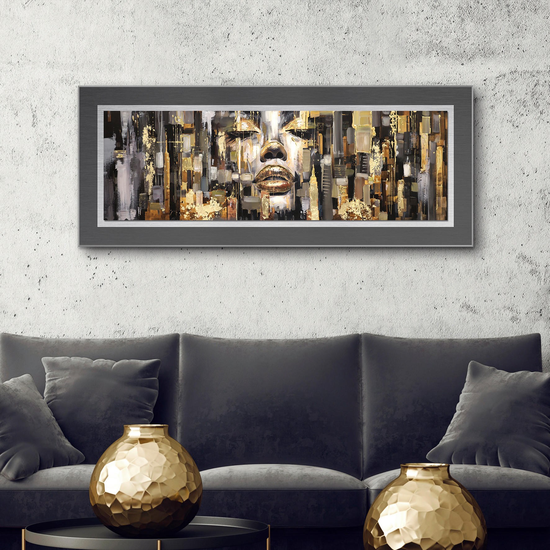 METALLBILD 125,7/50,7 cm  - Silberfarben/Multicolor, Design, Holzwerkstoff/Metall (125,7/50,7cm) - Monee