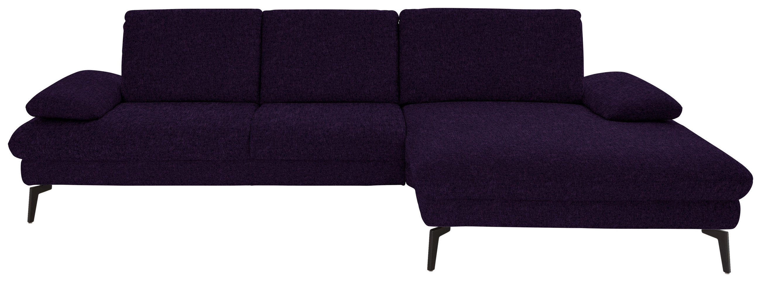 ECKSOFA in Chenille, Mikrofaser Aubergine, Violett  299/157 cm  - Violett/Aubergine, Design, Textil/Metall (299/157cm) - Dieter Knoll