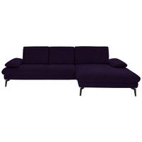 ECKSOFA Dieter Knoll in Chenille, Mikrofaser Aubergine, Violett  299/157 cm  - Violett/Aubergine, Design, Textil/Metall (299/157cm) - Dieter Knoll