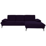 ECKSOFA Dieter Knoll in Chenille, Mikrofaser Aubergine, Violett  299/157 cm  - Violett/Aubergine, Design, Textil/Metall (299/157cm) - Dieter Knoll