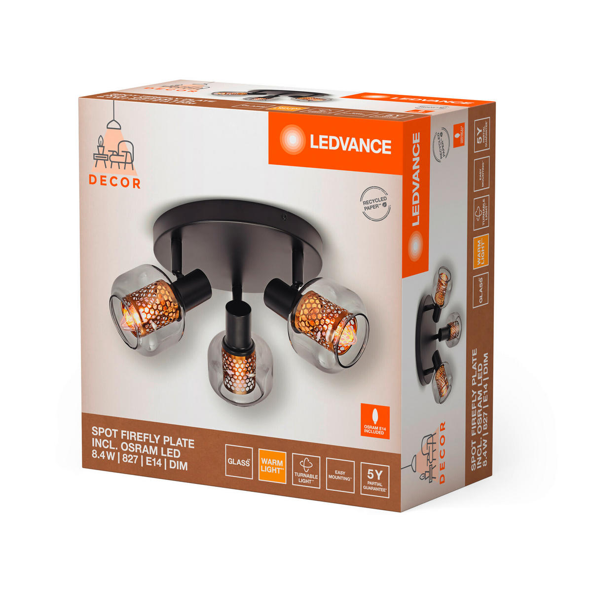 LED-DECKENLEUCHTE 36,5/17,6 cm   - KONVENTIONELL, Glas/Metall (36,5/17,6cm) - Ledvance